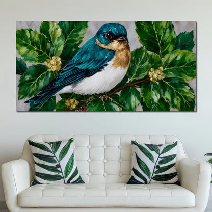 Emerald Wings Nature's Bird Canvas Wall Art
