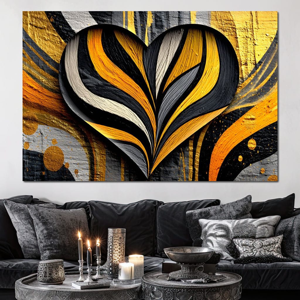 Golden Heartbeat Essence Canvas Wall Art