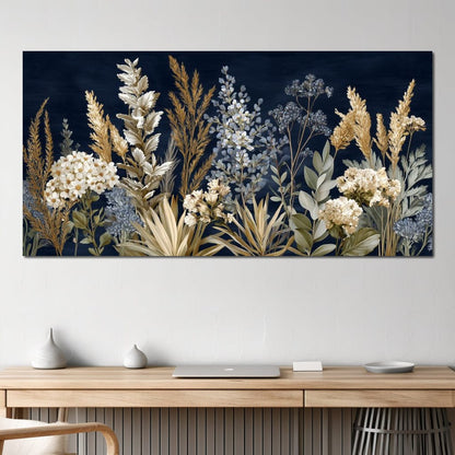 Midnight Botanical Bouquet Canvas Wall Art