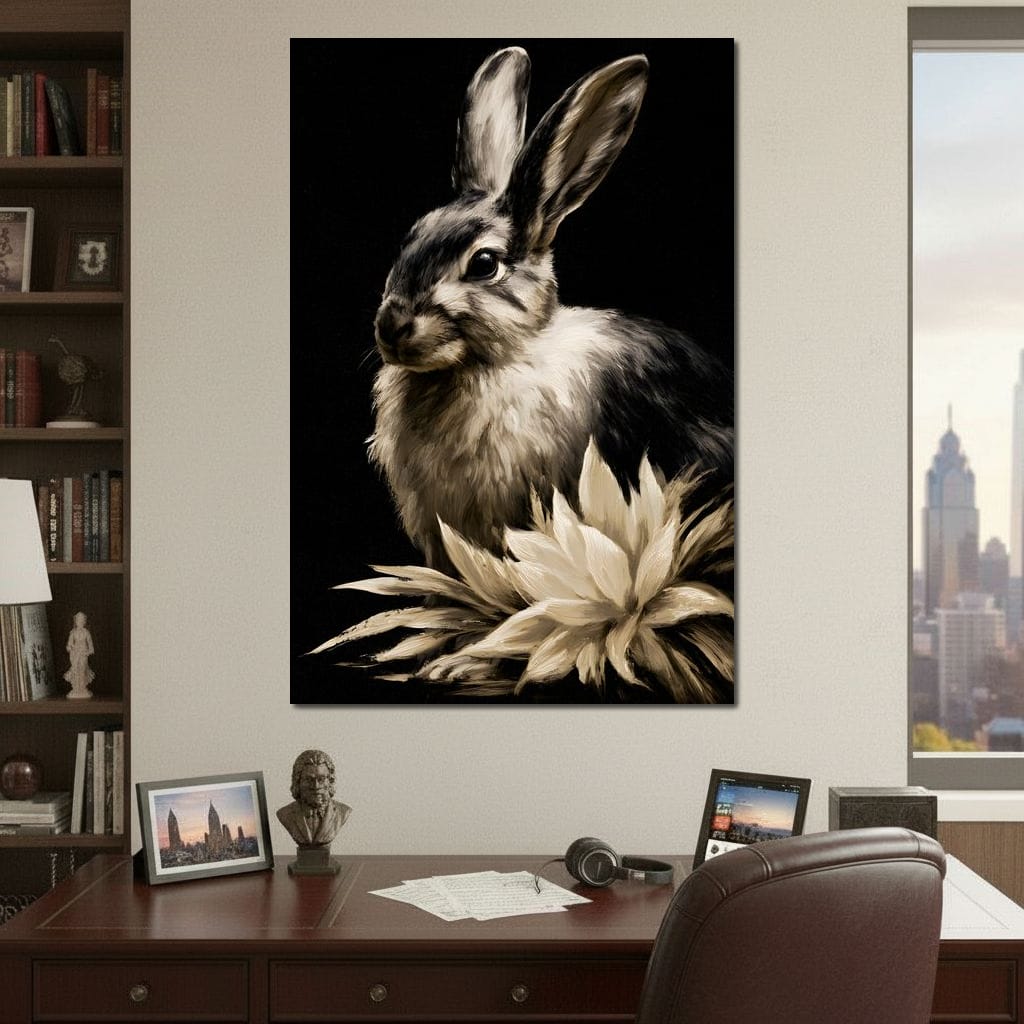 Quiet Contemplation Of The Wild Hare Canvas Wall Art