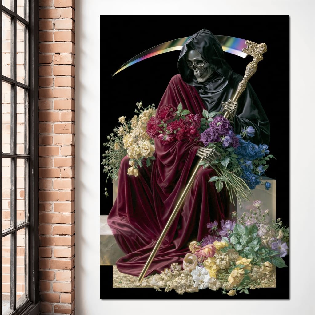 Death Rests With Fallen Petals Canvas Wall Art