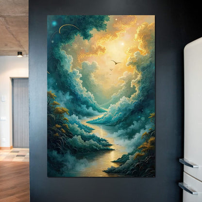 Golden Path Through Dreams Canvas Wall Art