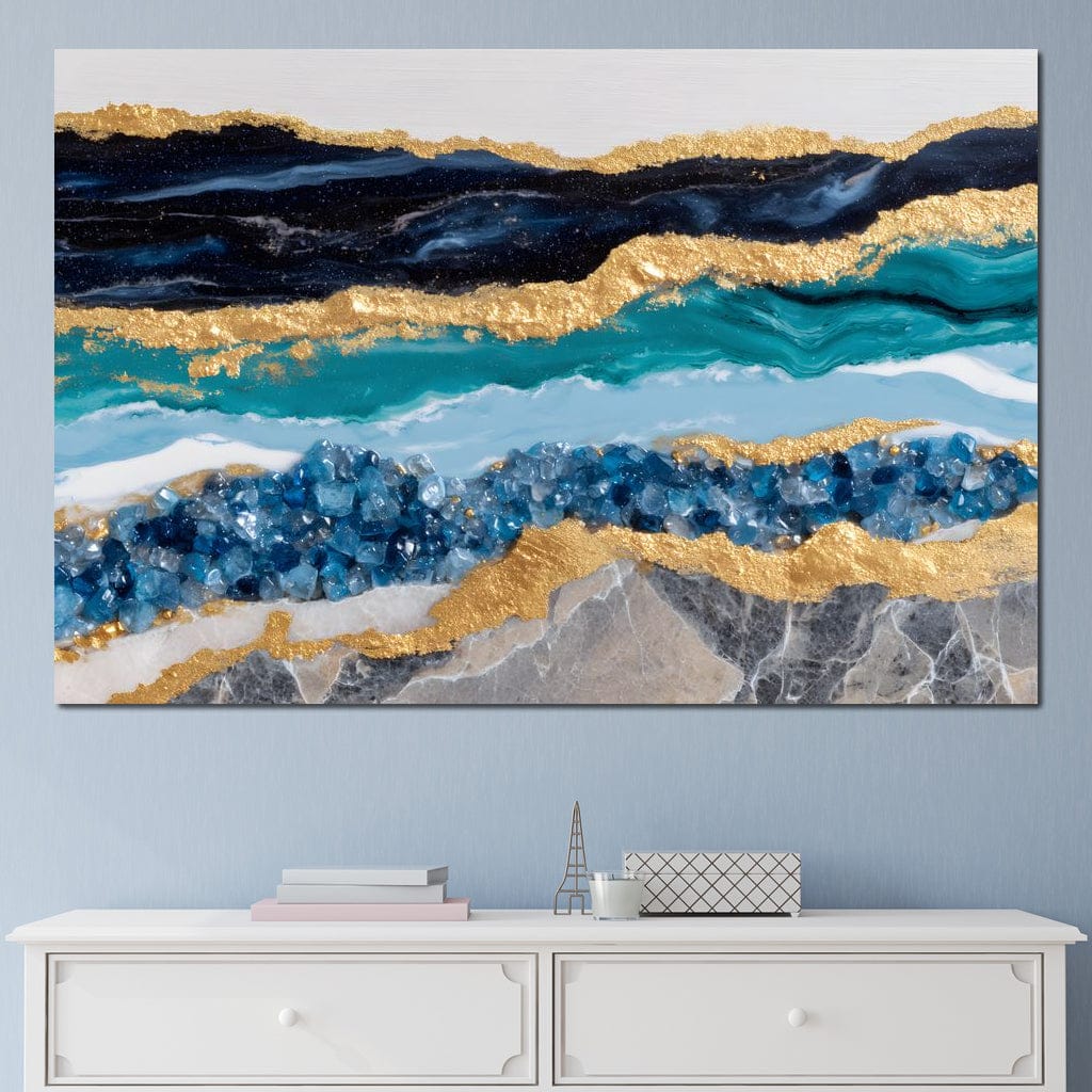 Gilded Ocean Geode Flow Canvas Wall Art