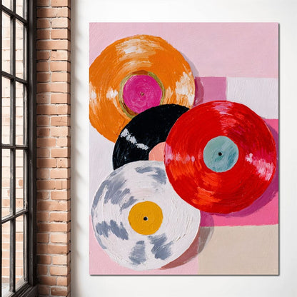 Retro Vinyl Color Spin Dance Canvas Wall Art