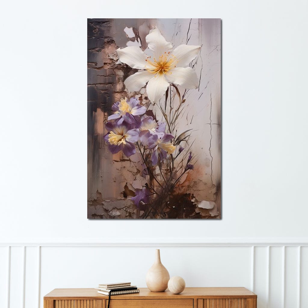 Fleeting Bloom in Grisaille Canvas Wall Art