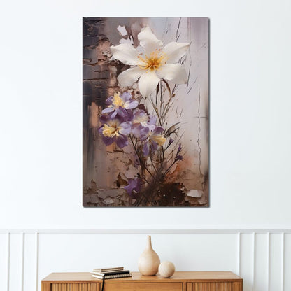 Fleeting Bloom in Grisaille Canvas Wall Art