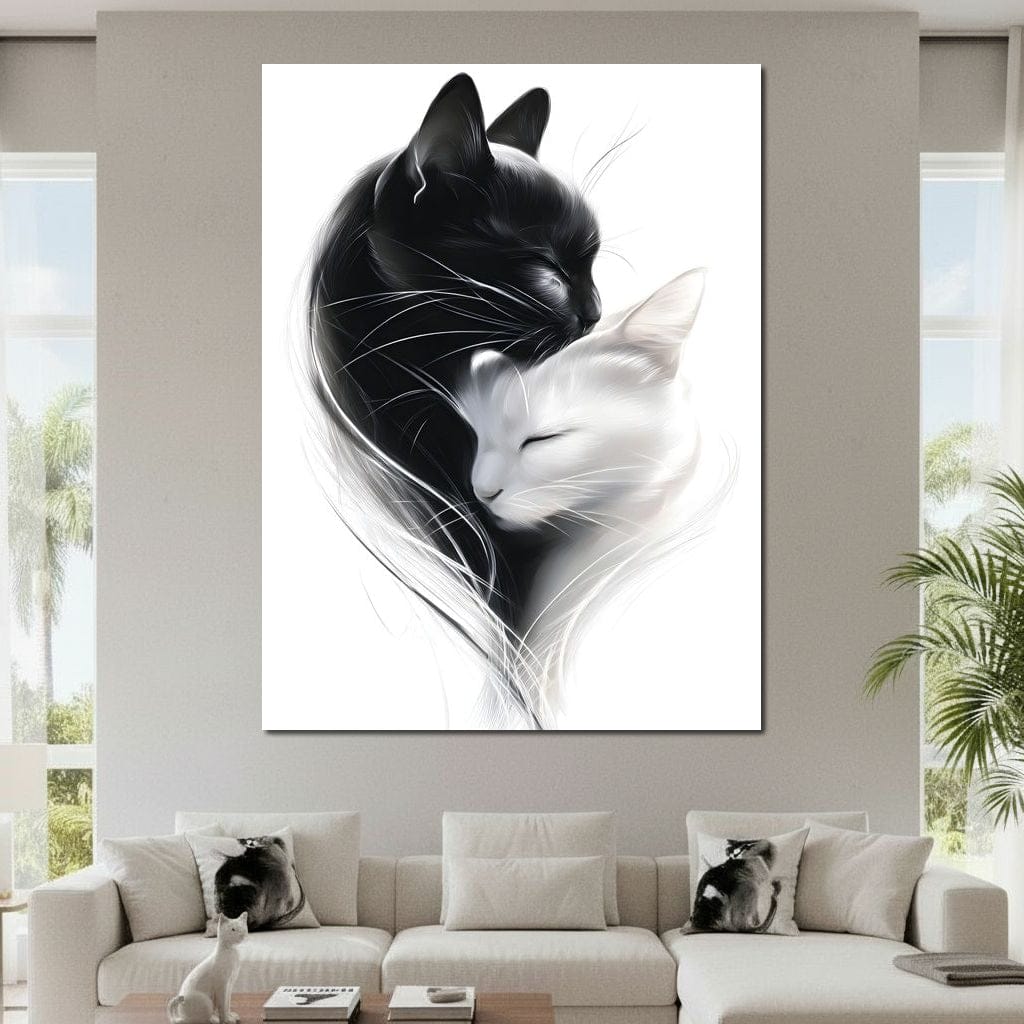 Cats Embrace Canvas Wall Art