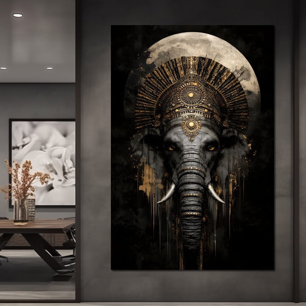 Golden Pharaoh Elephant King Canvas Wall Art