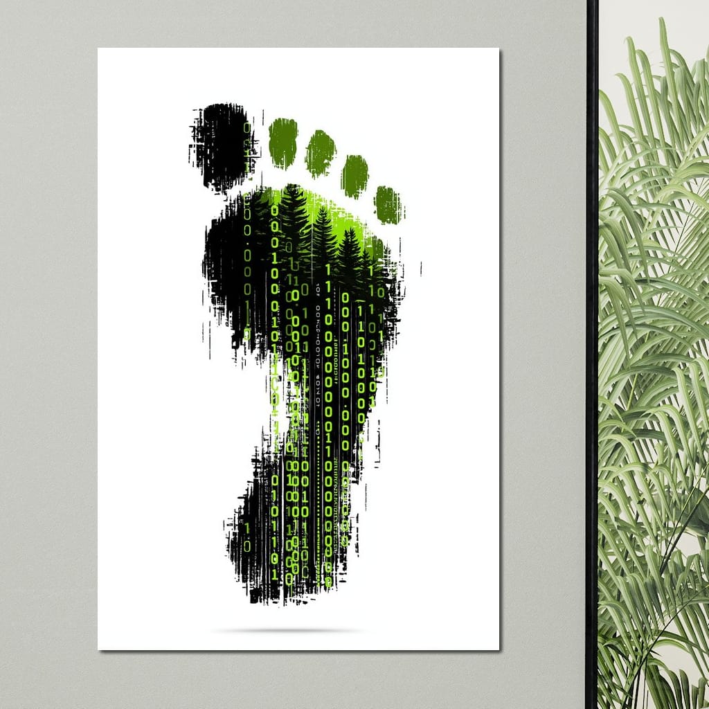 Digital Forest Footprint Code Canvas Wall Art
