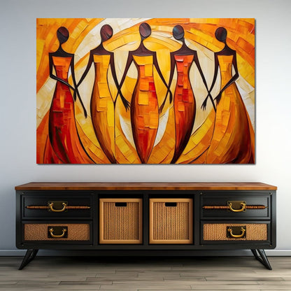 Women in Maroon Harmony Canvas Wall Art