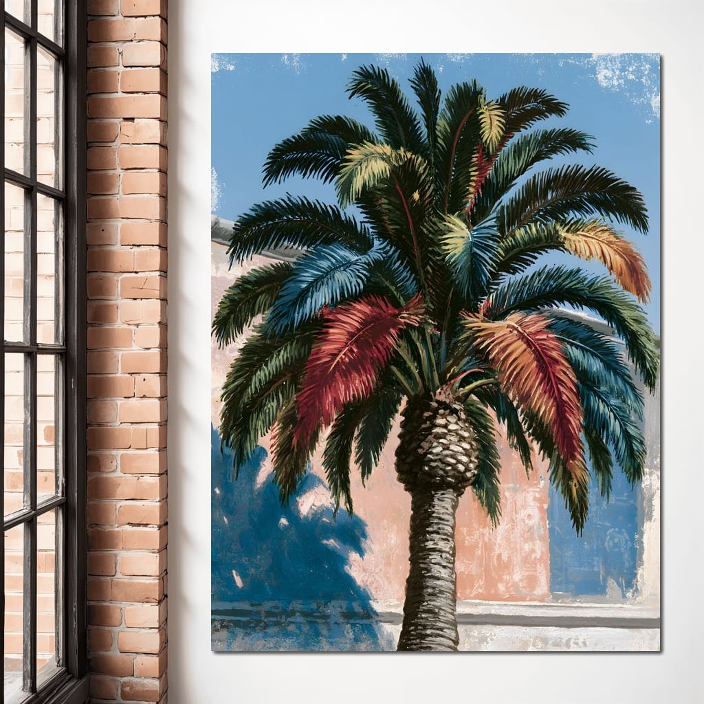 Painted Palms Under Southern Light Canvas Wall Art