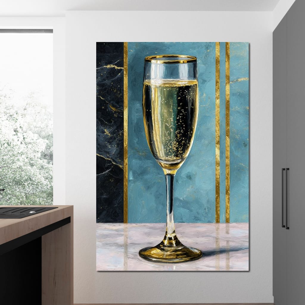 Gilded Champagne Elegance Canvas Wall Art
