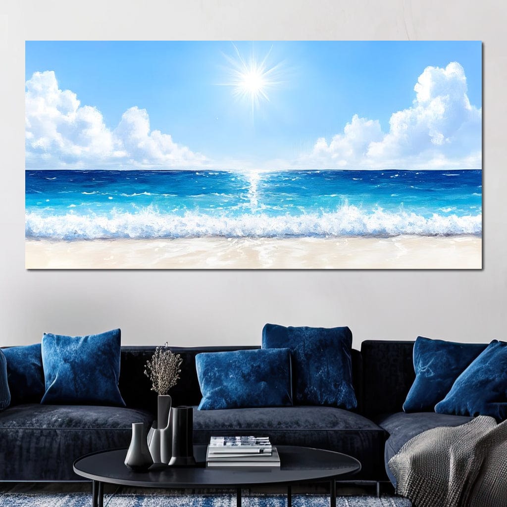 Endless Horizon Sunlit Beach Canvas Wall Art