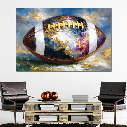 Golden Gridiron Glory Ball Canvas Wall Art