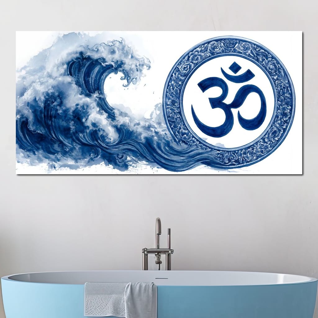 Indigo Om Mandala Meditation Canvas Wall Art
