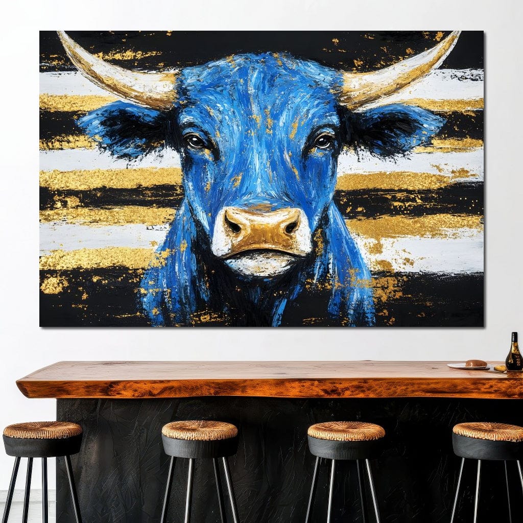 Bull Cobalt Resilience Canvas Wall Art
