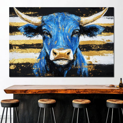 Bull Cobalt Resilience Canvas Wall Art