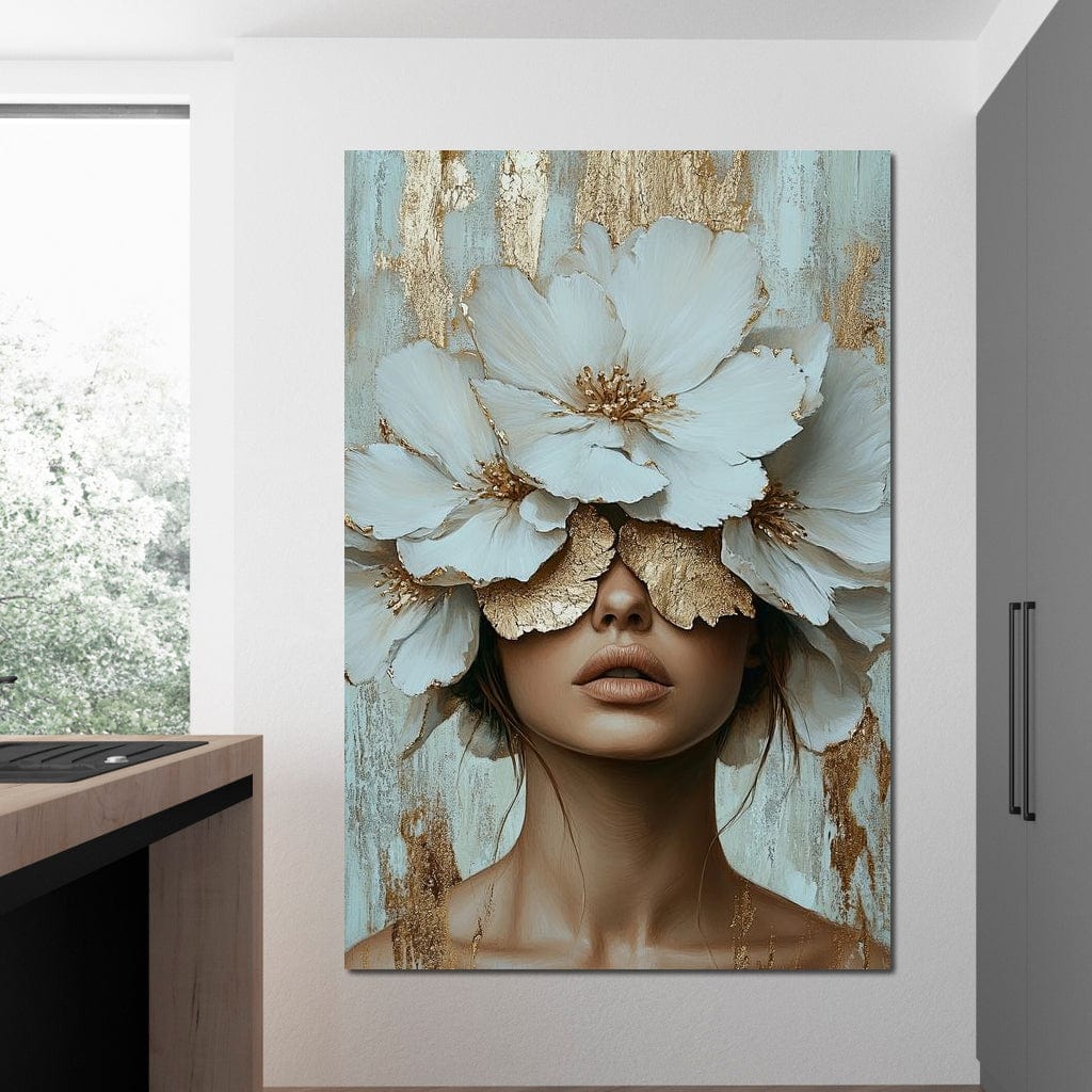 Golden Petal Head Canvas Wall Art