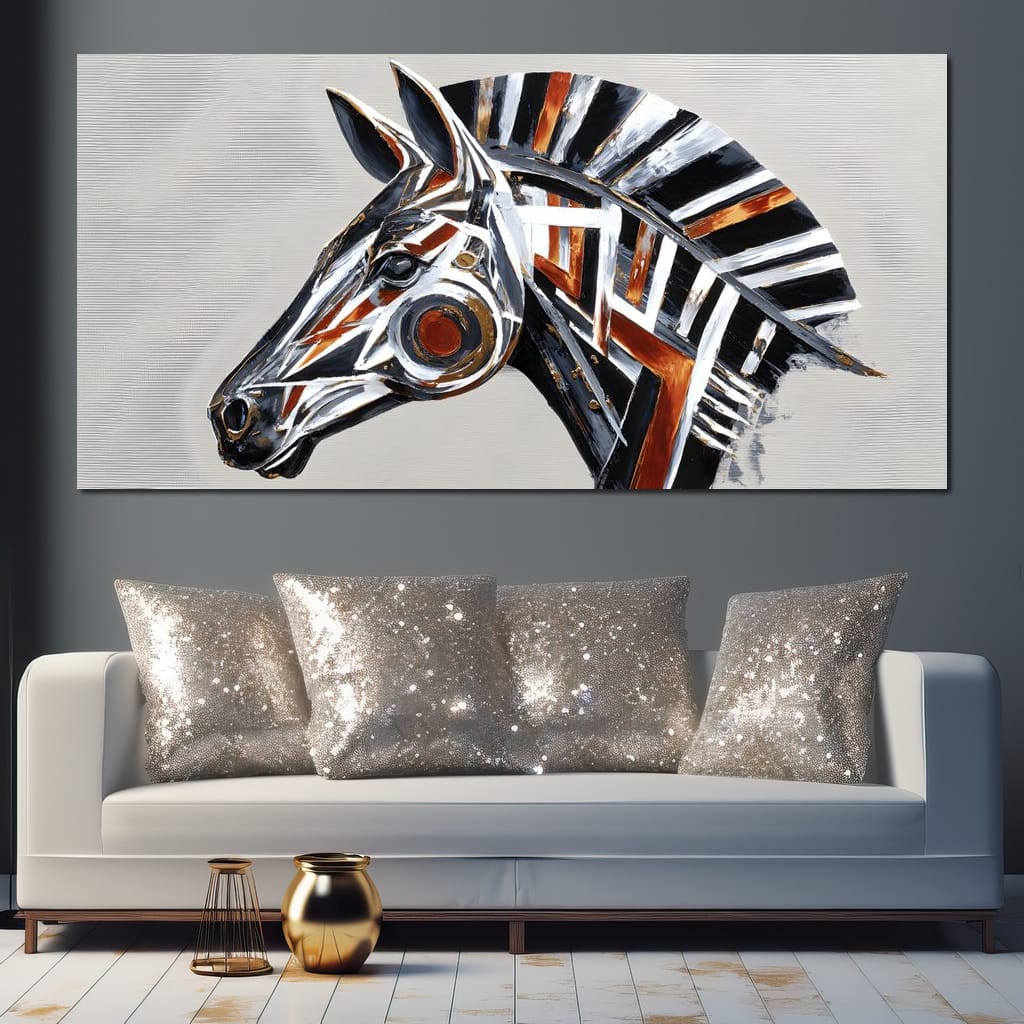 Chrome Horse Elegance Canvas Wall Art