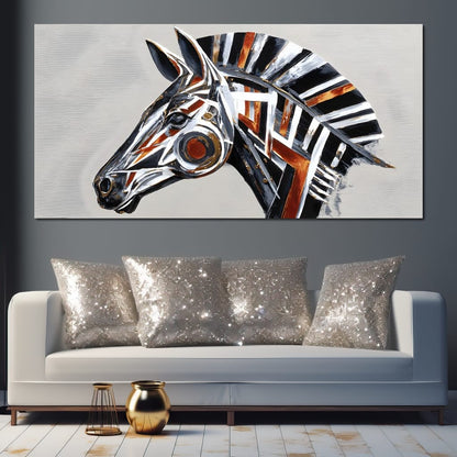 Chrome Horse Elegance Canvas Wall Art