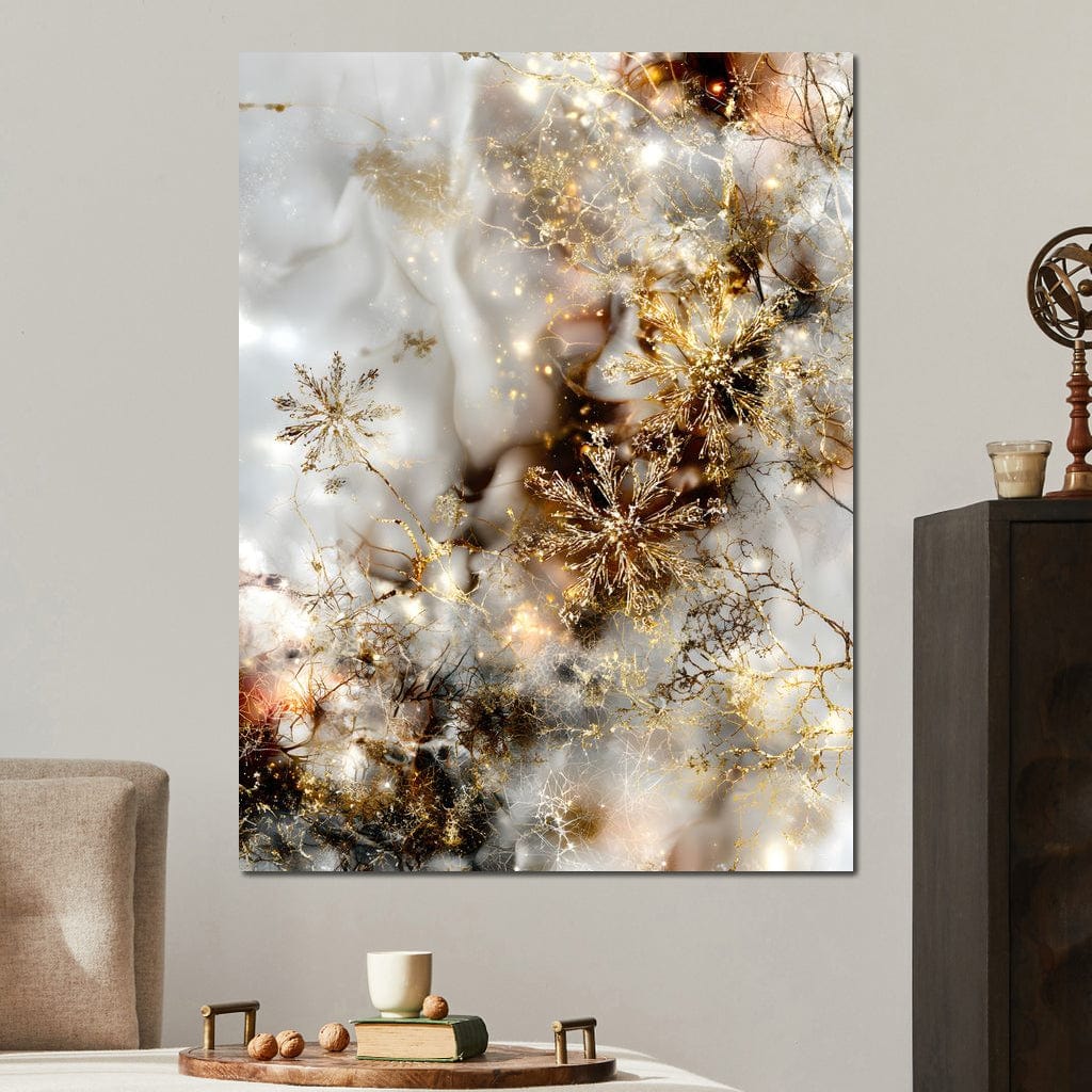 Golden Snowflake Reverie Canvas Wall Art