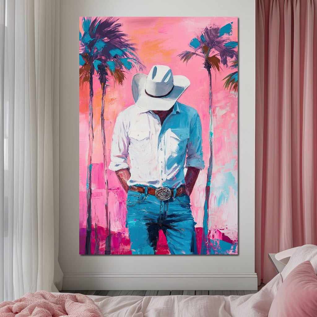 Cowboy Dreams Under Palms Canvas Wall Art
