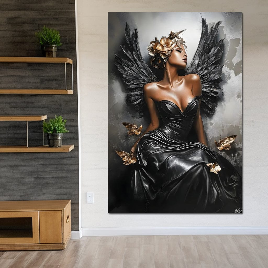 Golden Wings of Elegance Canvas Wall Art