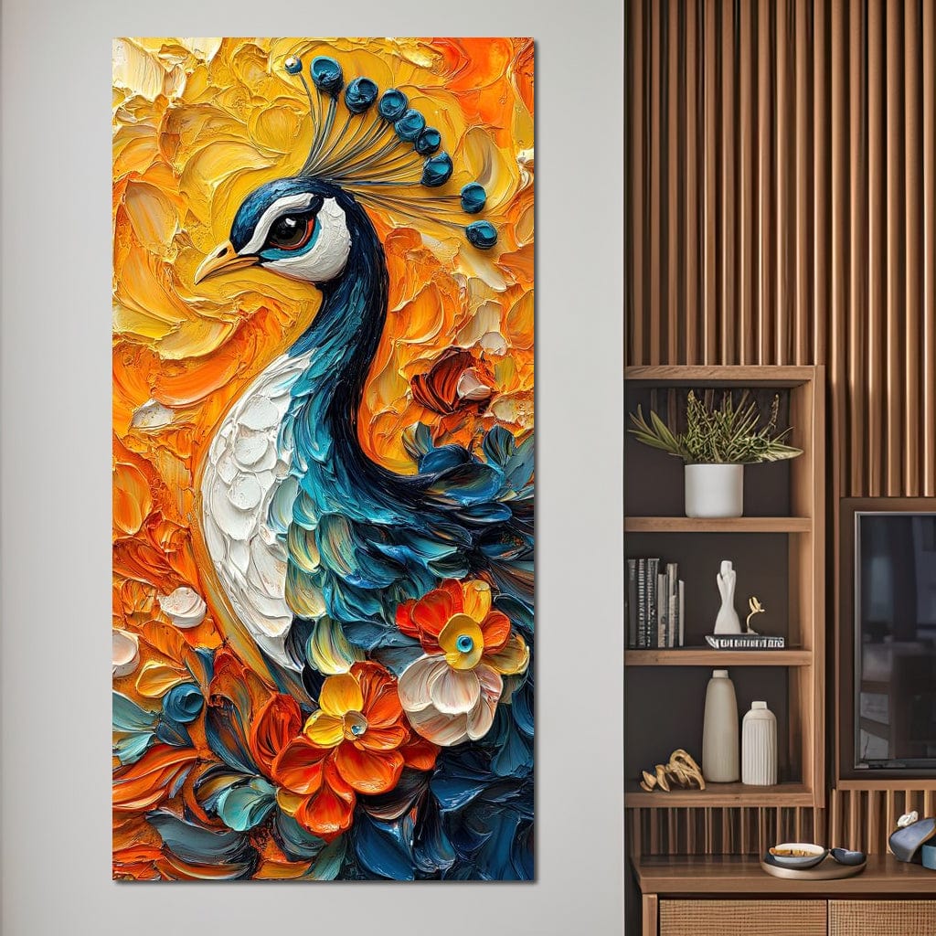 Radiant Peacock Garden Harmony Canvas Wall Art