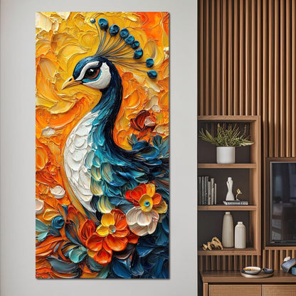 Radiant Peacock Garden Harmony Canvas Wall Art