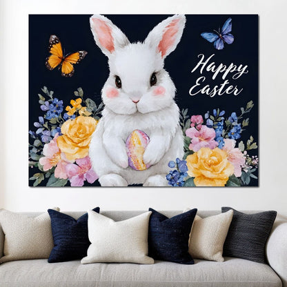 Happy Easter Bunny Watercolor Canvas Wall Art