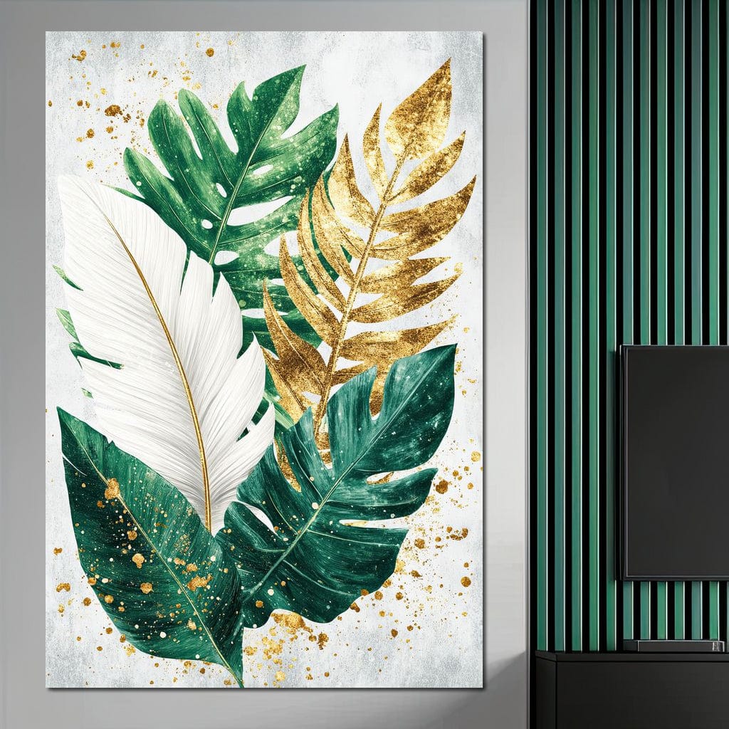 Golden Leaf Rhythm in Nature Canvas Wall Art