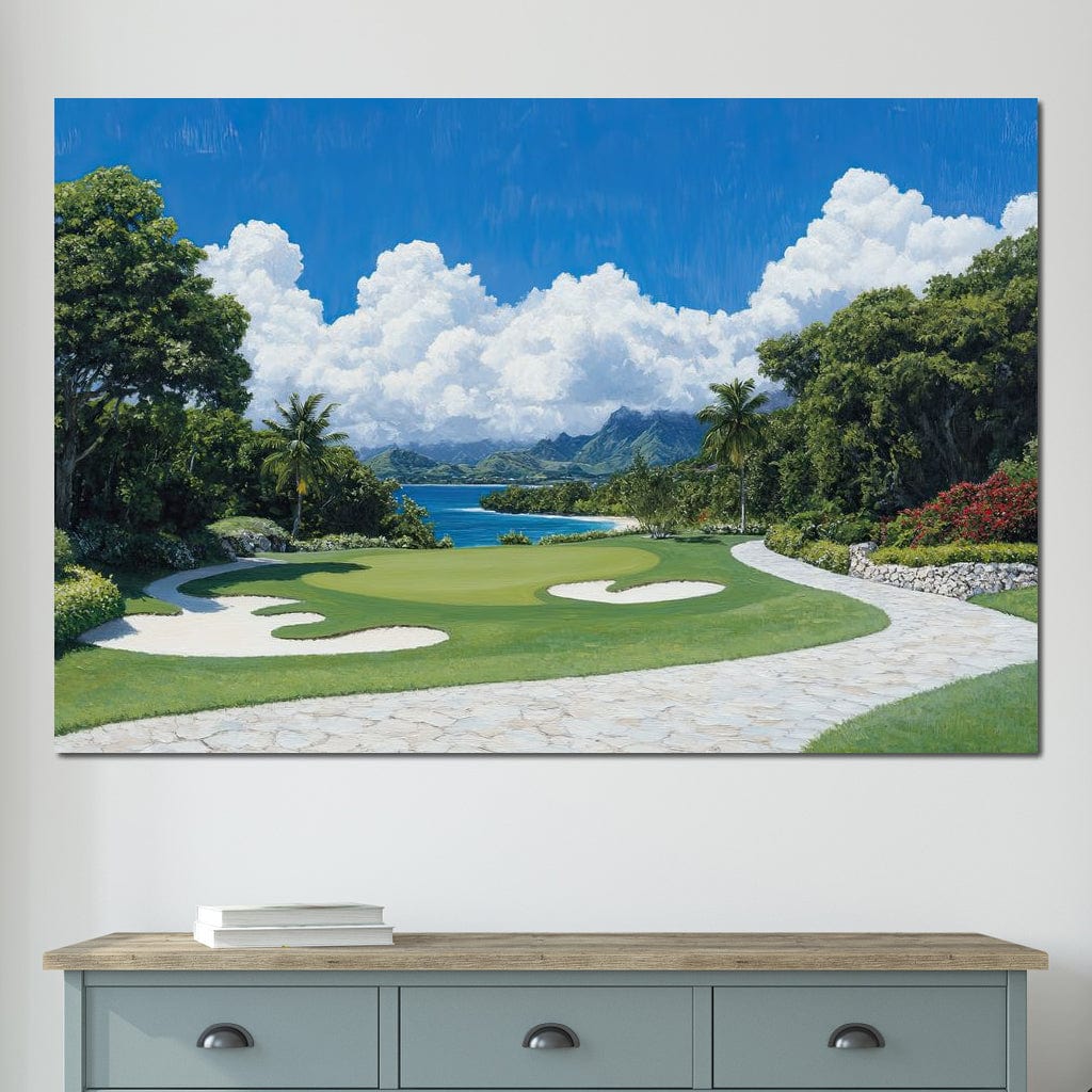 Tranquil Shoreline Golf Retreat Canvas Wall Art