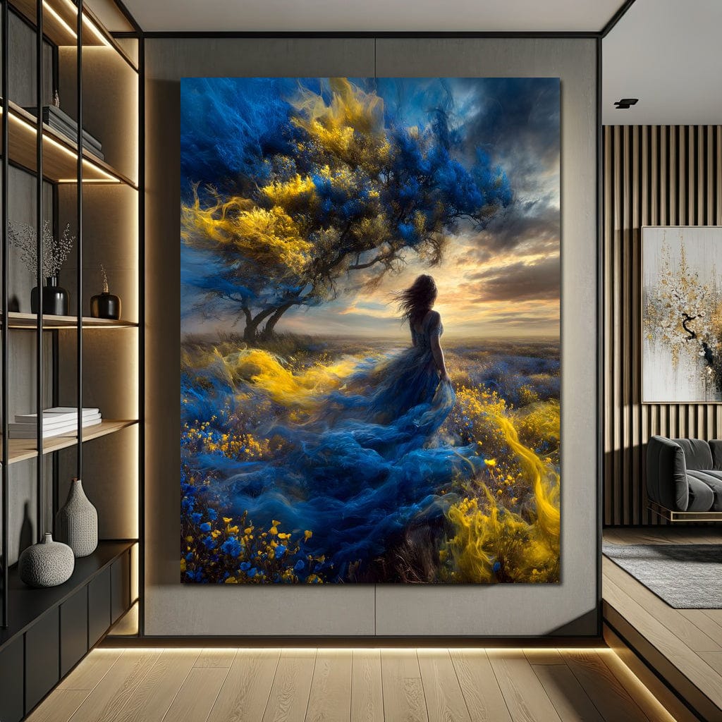 Golden Sapphire Dream Fields Canvas Wall Art
