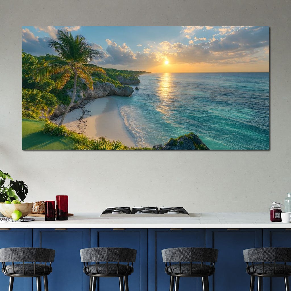 Sunlit Shores of Tranquility Canvas Wall Art
