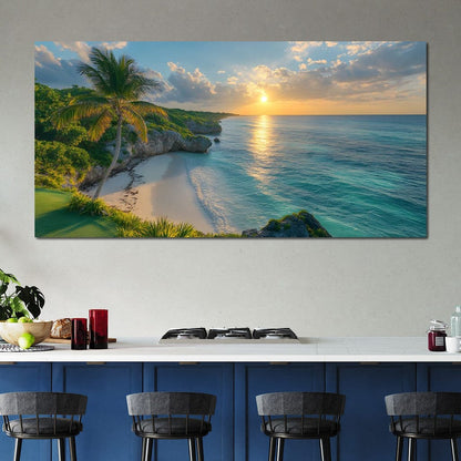 Sunlit Shores of Tranquility Canvas Wall Art