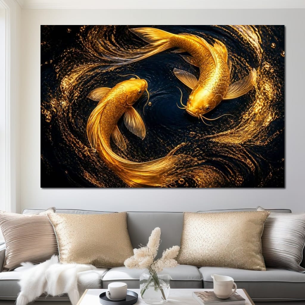 Koi Gold Current Canvas Wall Art