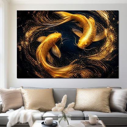 Koi Gold Current Canvas Wall Art
