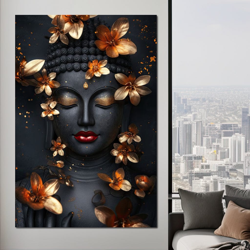 Radiant Floral Buddha Tranquility Canvas Wall Art