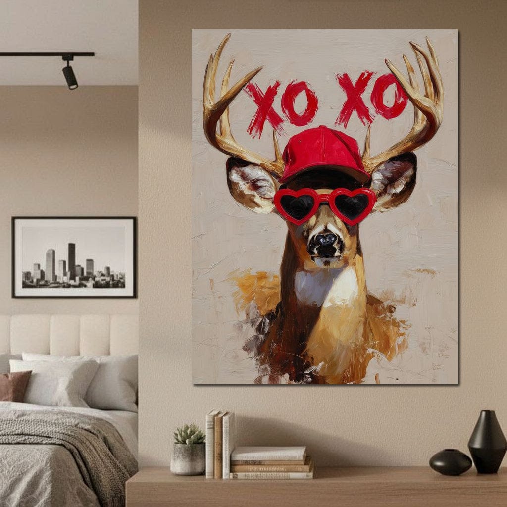 XOXO Deer Love Shades Portrait Canvas Wall Art