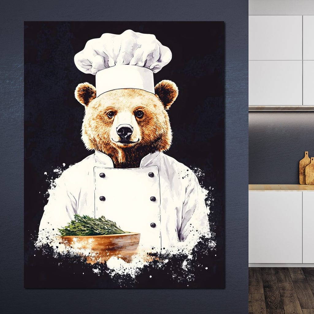 Chef Bear Culinary Delight Canvas Wall Art