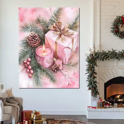 Festive Pine Gift Candle Radiance Canvas Wall Art
