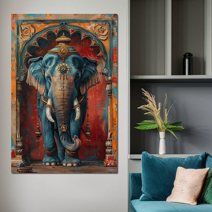 Majestic Sapphire Elephant Canvas Wall Art