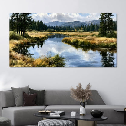 Silent Waters Reflecting Mountain Clouds Canvas Wall Art