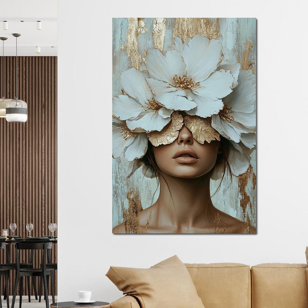 Golden Petal Head Canvas Wall Art