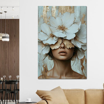 Golden Petal Head Canvas Wall Art