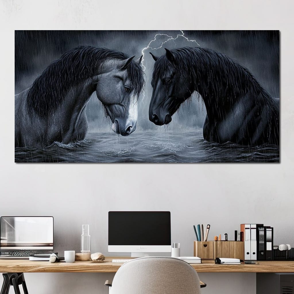 Dark Horses in the Storm Canvas Wall Art