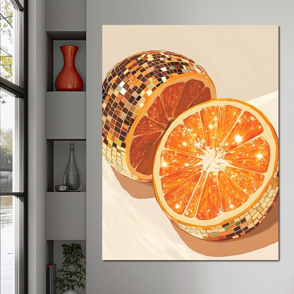 Sparkling Citrus Disco Slice Canvas Wall Art