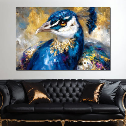 Regal Peacock Gold Radiance Canvas Wall Art