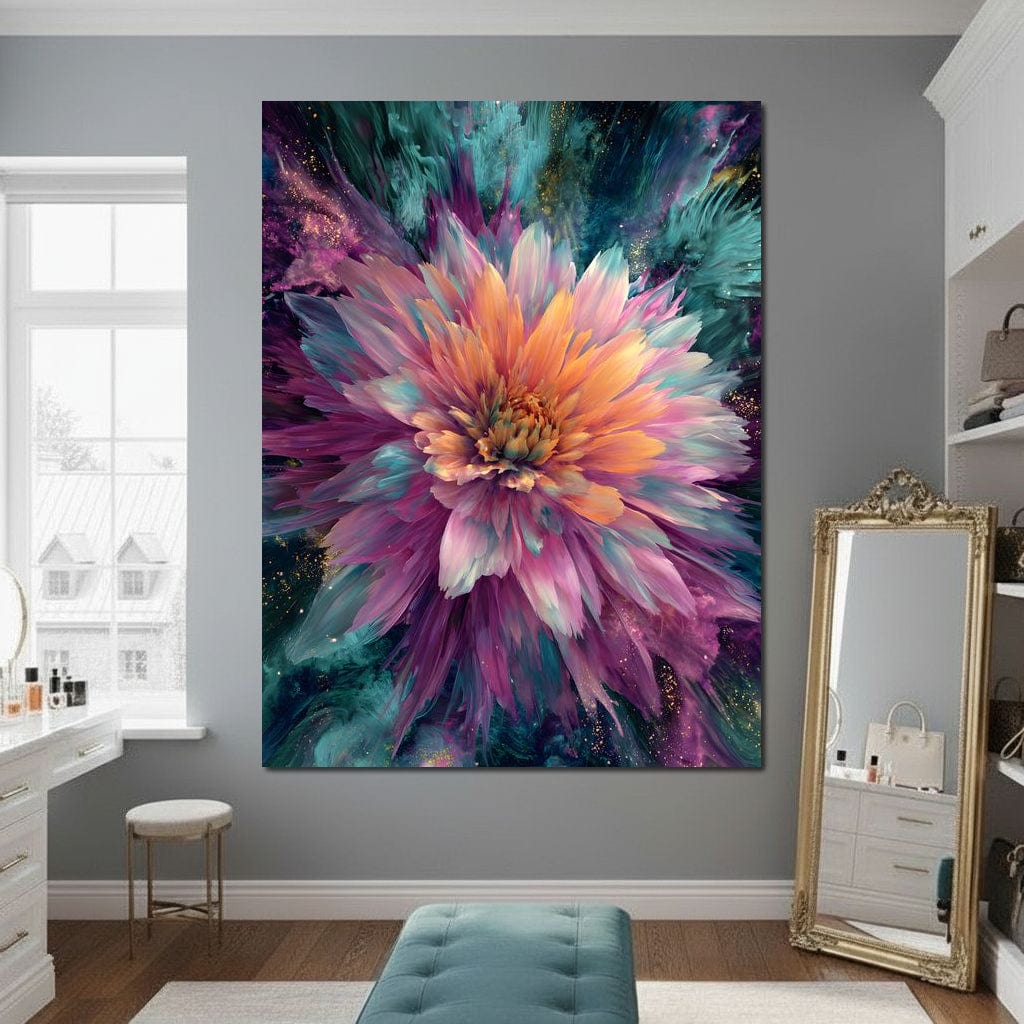 Galactic Petal Burst Canvas Wall Art