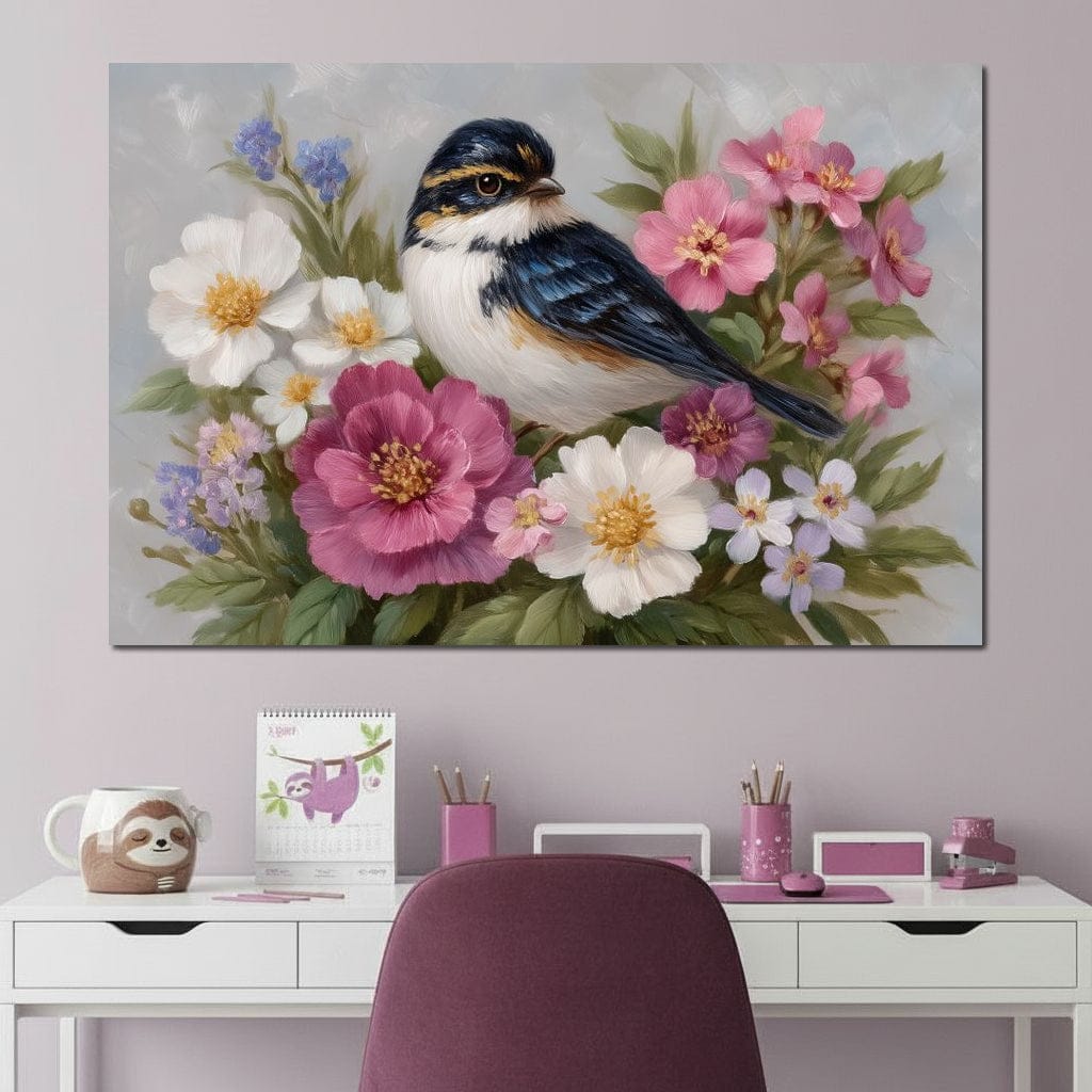 Songbird Garden Bouquet Oil Style Canvas Wall Art